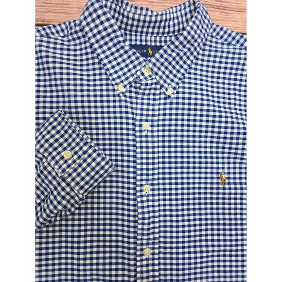 Ralph Lauren Mens Blue Gingham Button-Down Shirt XXL - Picture 4 of 8
